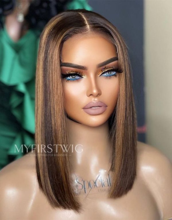 perruque lace wig style bob brune