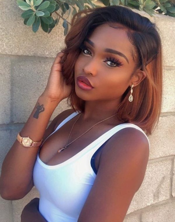 perruque lace wig bob marron ombré