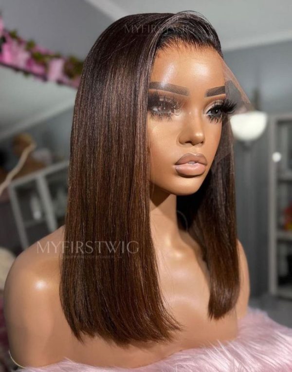 perruque lace wig bob marron ombré