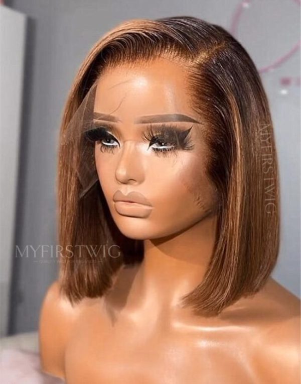 perruque Lace Wig Bob marron ombré