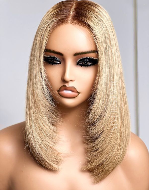 Bob blond perruque moderne