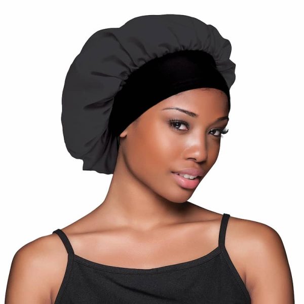 bonnet satin à bord large pour cheveux