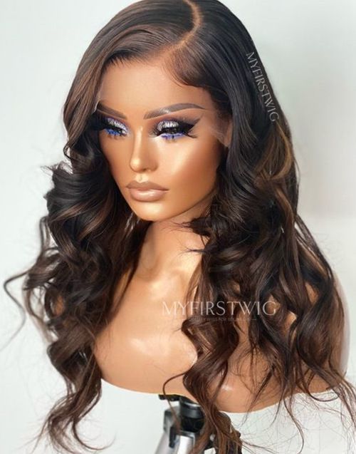 Perruque Lace Wig brune ondulée