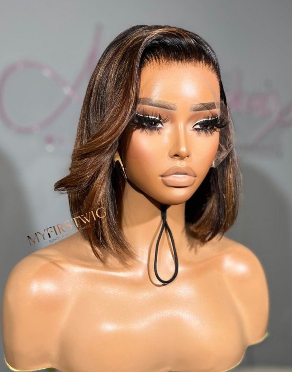 Perruque Lace Wig brune reflets