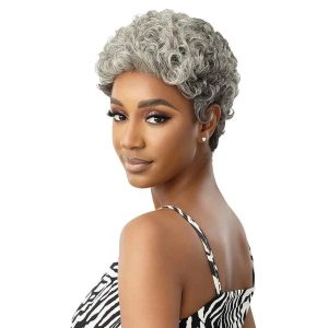 Perruque Courte Cheveux Humains Grise Dina