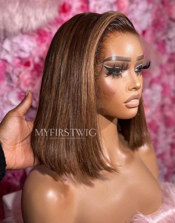 perruque lace wig 13x6 bob marron ombré